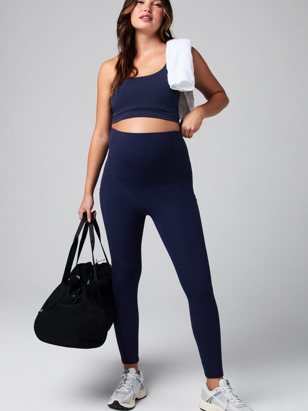 Fabletics Navy Blue Pureluxe High Waisted Maternity Leggings in large short